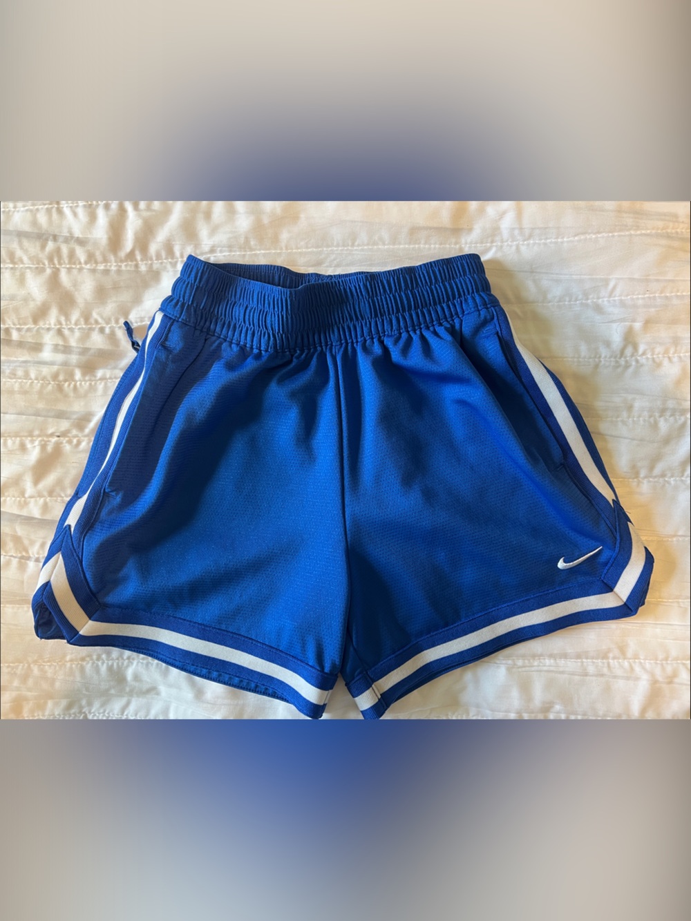Nike Blue Running Shorts with White Stripe